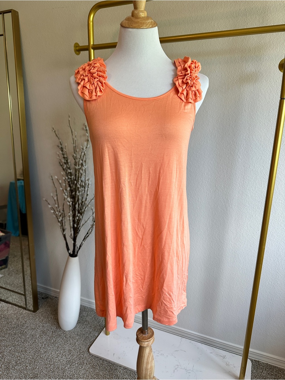 Neiman Marcus Orange Scoop Neck Tunic Top